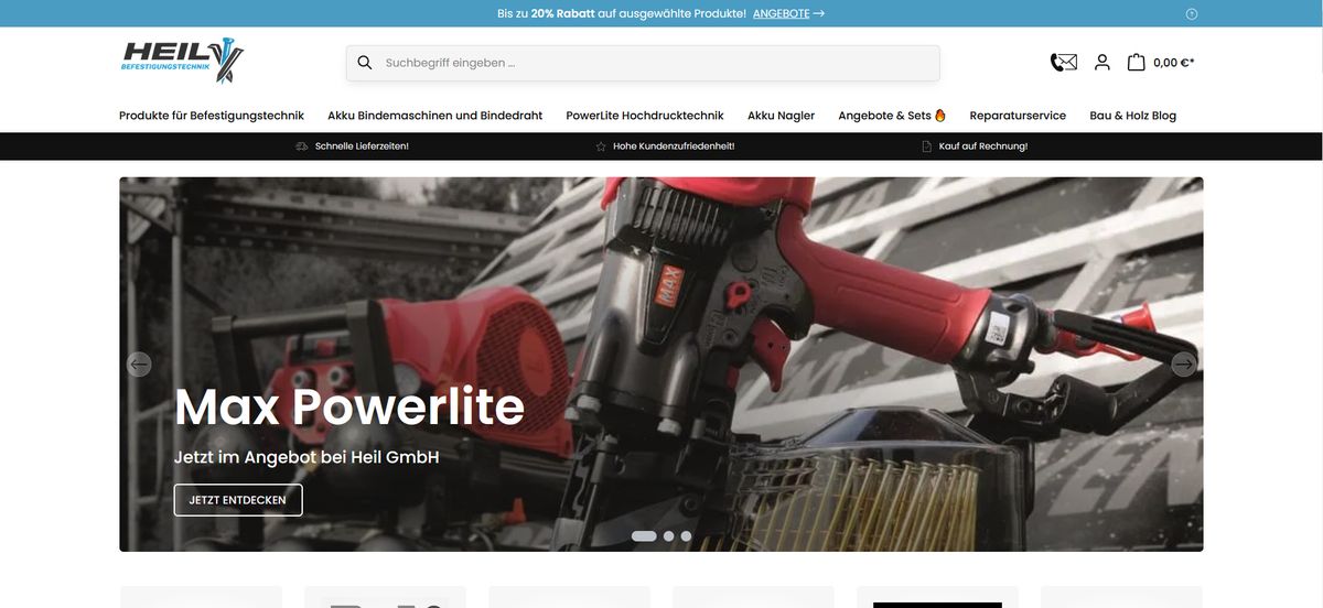 Dieselbe Startseite unter mch-befestigungstechnik.de in Blau